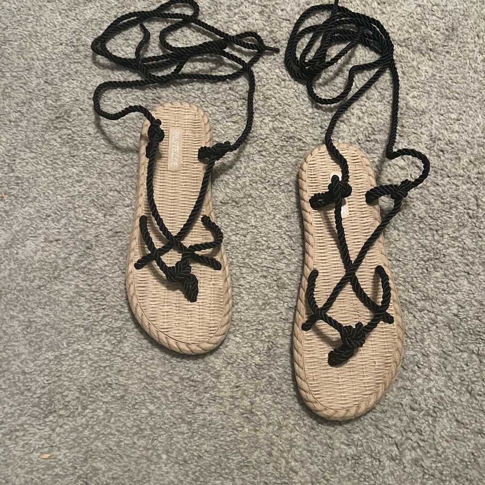 Black Espadrille Gladiator Sandal